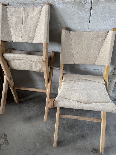 Egetr�sklapstole med l�kkert canvas stoles�de, pris pr. stk